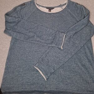 Rock & Republic Women's Blue Sweatshirt Size Medium Long Sleeve Zipper Detail C